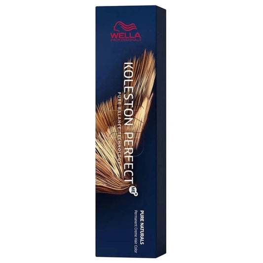 Wella Koleston Perfect Me+ Pure Naturals 60ml professional permanent hair colour cream available in all natural shades for vibrant colour, brilliant shine, and reliable grey coverage.